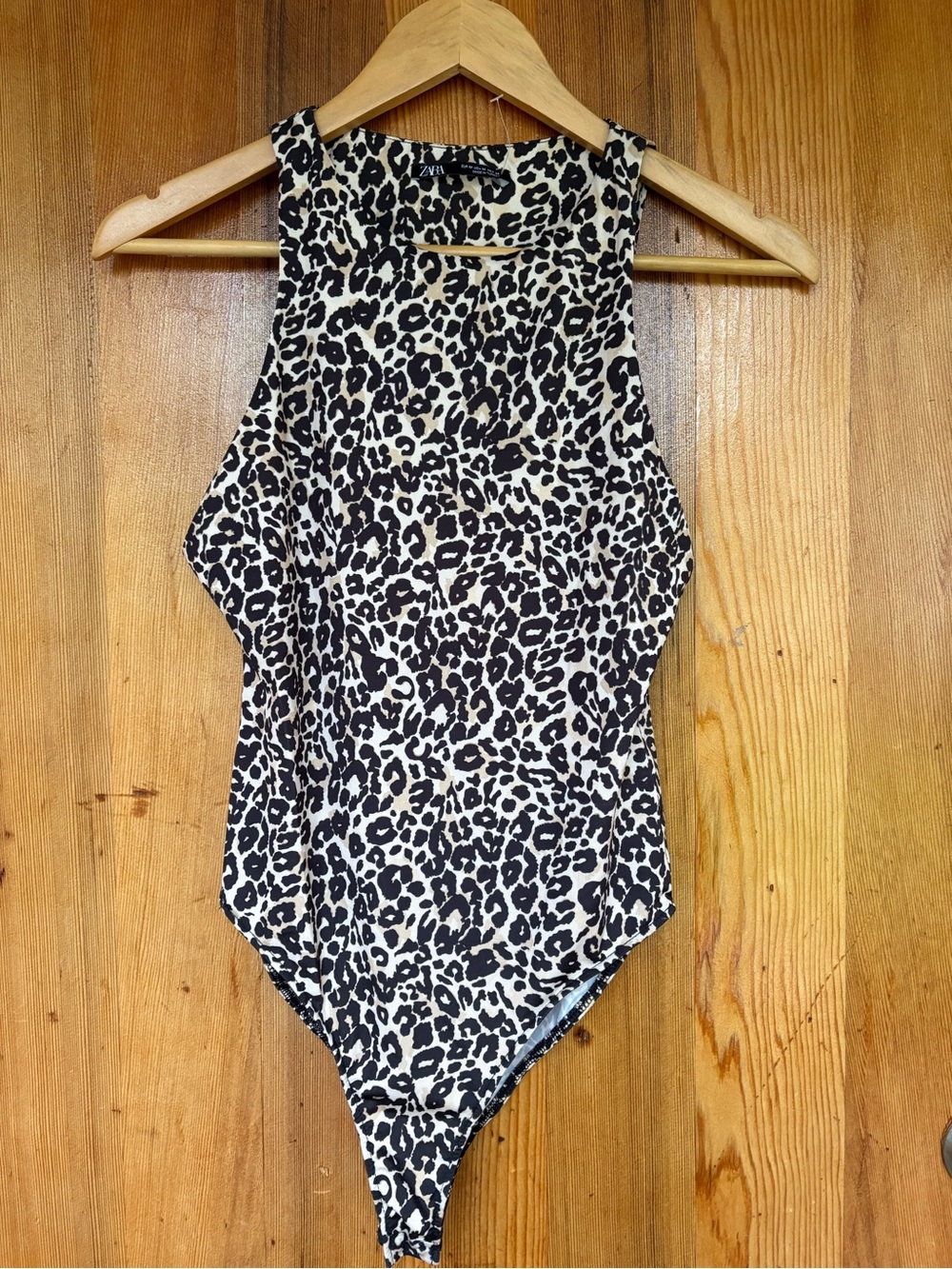 Zara Black & Cream Leopard Print Sleeveless Bodysuit